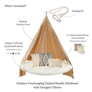 Outdoor Free-Hanging Bundle with Designer Pillows (Medium)