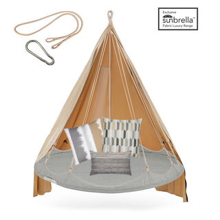 Outdoor Free-Hanging Bundle with Designer Pillows (Medium)