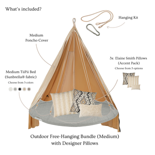Outdoor Free-Hanging Bundle with Designer Pillows (Medium)
