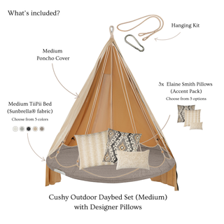Outdoor Free-Hanging Bundle with Designer Pillows (Medium)
