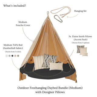 Outdoor Free-Hanging Bundle with Designer Pillows (Medium)